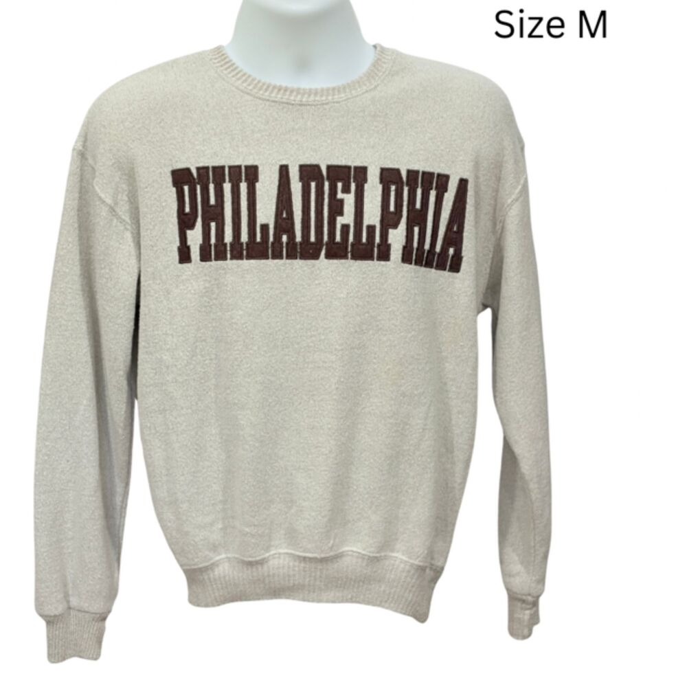 New York Popular Philadelphia Crewneck Sweatshirt Oatmeal Brown Size M